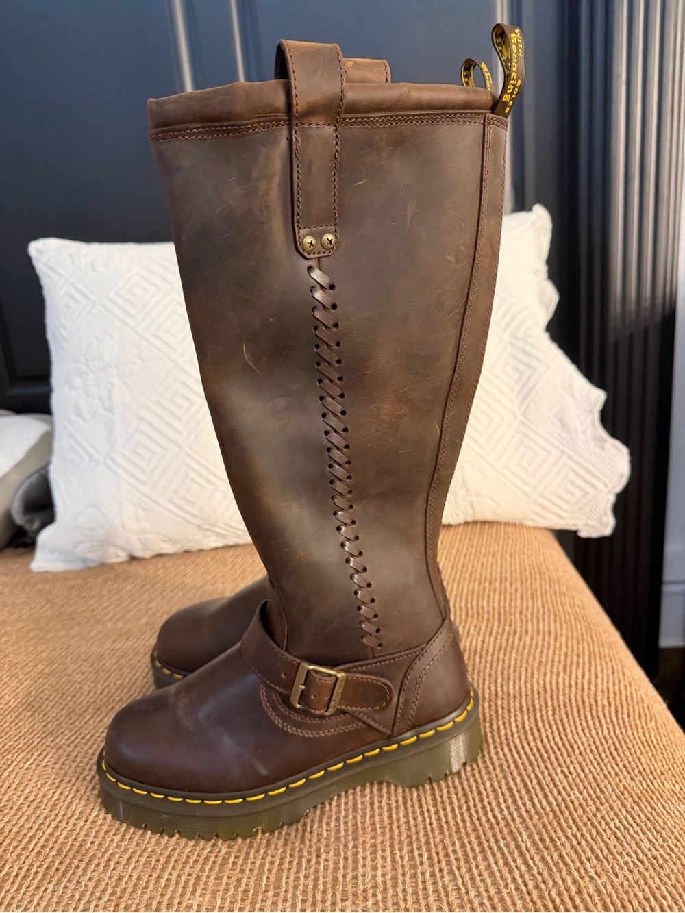 Dr. Martens Anistone KH Women's Brown Knee-High Leather Boots with Buckle